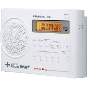 Sangean DPR-69+ draagbare DAB+ digitale radio (FM-tuner, batterij-/netvoeding) wit