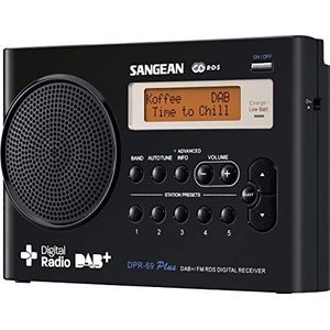 Sangean DPR-69+ DAB+ draagbare digitale radio (FM-tuner, batterij/netvoeding) zwart