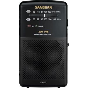 Sangean Pocket 100 - SR-35 - Zakradio met AM/FM Op Batterijen - Zwart