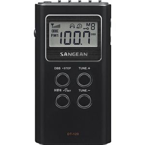 Sangean Pocket 120 - DT-120 - Zakradi - AM/F - Batterijen - Zwart