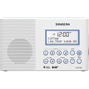 Sangean H203D - Radio - Wit - DAB+ - Waterdicht JIS7