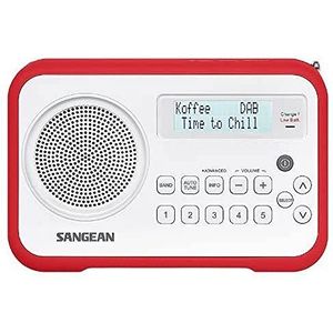 Sangean DPR 67 DAB+ FM Draagbare radio, tafelradio, digitale radio, wit/rood