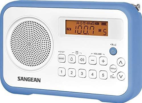 Sangean Traveller 180 - PR-D18 - Draagbare radio met batterijlader, AM/FM - Wit/Blauw