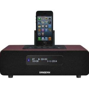 Sangean DDR-38 Tafelradio | DAB+ radio met iPod/iPhone dock | Stereo muziekspeler | Zwart/Rood