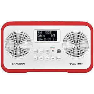 Sangean DPR-77 - DAB Radio - Draagbare Radio met DAB+ en FM - Wit / Rood
