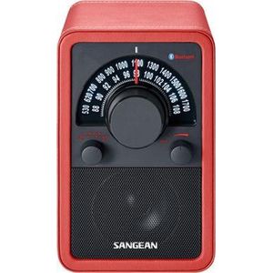 Sangean WR-15BT draagbare radio met Bluetooth, leer, rood
