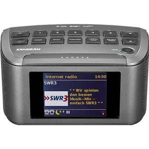 Sangean RCR-11 WF Internetradio DAB+, VHF (FM), Internet AUX, DLNA, USB, Internetradio Grijs