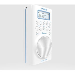 Sangean H-205D BT waterdichte douche-radio (Bluetooth, DAB+, FM RDS, waterdicht volgens JIS7) wit