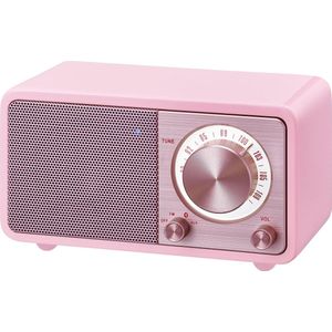 Sangean WR-7 draagbare desktopradio (FM-RDS-tuner, Bluetooth, AUX-in, geïntegreerde luidspreker, werkt op batterijen (oplaadbaar)), roze/roze