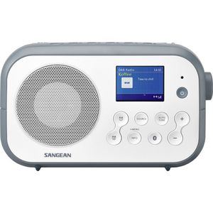 Sangean DPR-42BT draagbare DAB+ digitale radio (FM-RDS-tuner, Bluetooth, geïntegreerde luidspreker, werkt op batterijen), wit-steenblauw