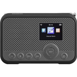 Internet-Tischradio Sangean WFR-39 Internet, DAB, FM Spotify, Wecker, wiederaufladbar Grau, Schwarz