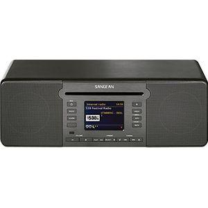 Sangean DDR-66 BT all-in-one muzieksysteem (internetradio, Bluetooth, WiFi, DAB+, Spotify-speler, CD, USB, SD, FM-RDS, AUX-In, afstandsbediening) zwart