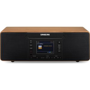 Sangean DDR-66 BT Internetradio met CD-speler Internet, DAB+, FM CD, USB, SD, AUX, Bluetooth, Internetradio Opnamefunctie, Wekfunctie Zwart, Walnoot