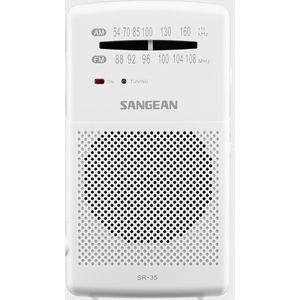 Sangean Pocket 100 - SR-35 - Zakradio met AM/FM op batterijen - Met luidspreker - Wit