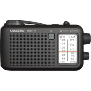 Sangean MMR-77 Outdoorradio VHF (FM), Middengolf Noodradio Handslinger, Spatwaterbestendig, Zaklamp, Oplaadbaar Zwart