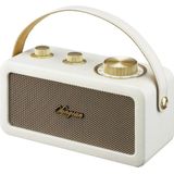 Sangean - RA-101 Ivory Gold.Tragbarer Lautsprecher mit Retro-Design de aus Holz und Kunstleder. Bluetooth 5.0. Autonomie 19 Stunden mit einer vollen
