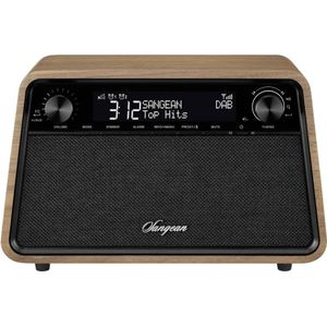 Sangean Premium houten kast WR-201 Tafelradio DAB+, FM DAB+, Bluetooth, AUX, FM alarmfunctie W (DAB+, FM, Bluetooth), Radio, Bruin