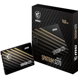 MSI Spatium S270 SATA 2,5 inch harde schijf 960 GB, 3D Nand, Sata III, leessnelheid tot 500 MB/s, schrijfsnelheid tot 450 MB/s
