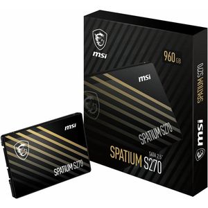 MSI Spatium S270 SATA 2,5 inch harde schijf 960 GB, 3D Nand, Sata III, leessnelheid tot 500 MB/s, schrijfsnelheid tot 450 MB/s