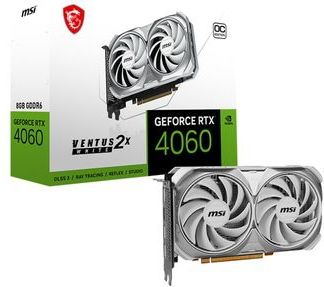 MSI NVIDIA GeForce RTX 4060 VENTUS 2X WHITE 8G OC Videokaart 8GB GDDR6 PCIe 1x HDMIa 3x DisplayPort