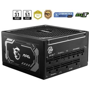 MSI - PSU MAG A1250GL - PCIE5 - Volledig Modulair - 150 mm x 150 mm x 86 mm