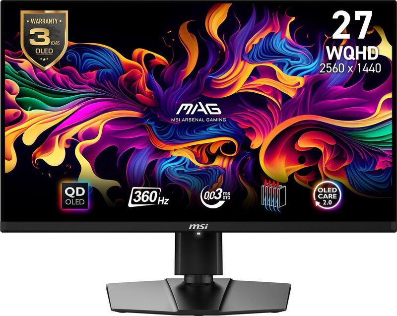 MSI MAG 271QPX QD OLED computer monitor (") 2560 x 1440 Pixels Wide Quad HD Zwart