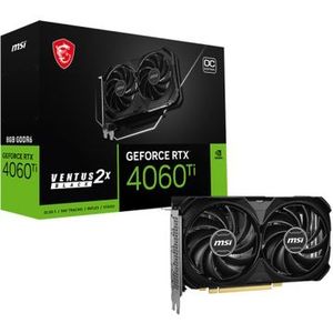 MSI NVIDIA GeForce RTX 4060 Ti 8G VENTUS 2X BLACK E1 OC Videokaart 8GB GDDR6 PCIe 1x HDMI 3x DisplayPort