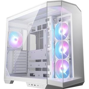 MSI MAG PANO 100R PZ pc-behuizing ATX wit – ATX-capaciteit, GPU-installatiehouder, GPU-ondersteuning, stoffilter, draaibare opslaghouder, dubbele kamer, USB 20 Gbit/s Type-C