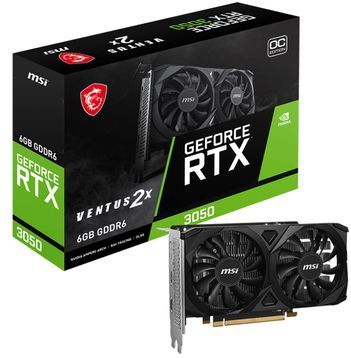 MSI NVIDIA GeForce RTX 3050 VENTUS 2X E 6G OC Videokaart 6GB GDDR6 PCIe 2x HDMIa, 1x DisplayPort