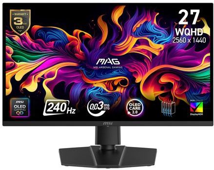 MSI - MAG 271P QD-OLED Gaming Monitor - 26,5 inch - WQHD - Quantum Dot OLED - 240Hz