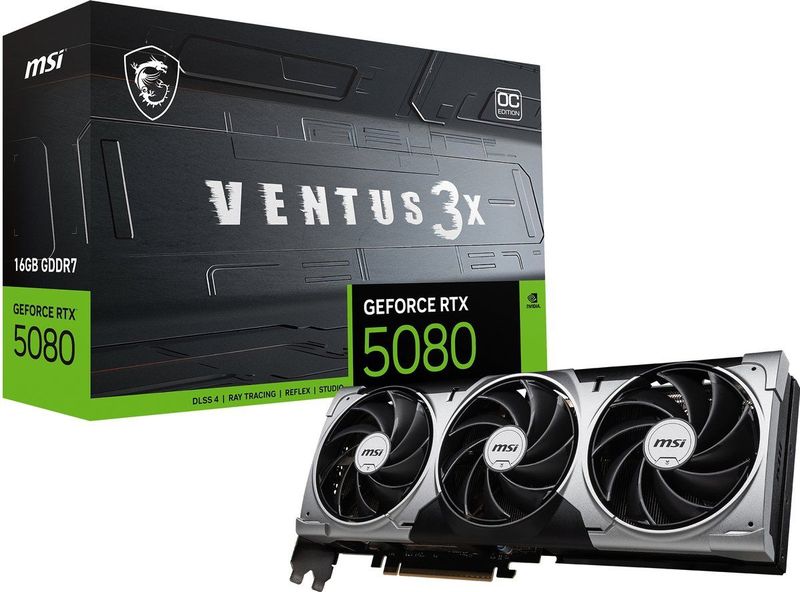 MSI - GeForce RTX 5080 VENTUS 3X OC - Videokaart - 16GB GDDR7 - PCIe 5.0