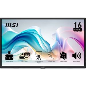MSI PRO MP165 E6 - Draagbare Monitor - Zwart - LED - 15.6 Inch