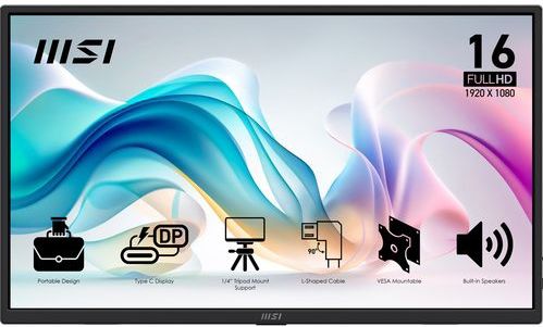 MSI PRO MP165 E6 - Draagbare Monitor - Zwart - LED - 15.6 Inch