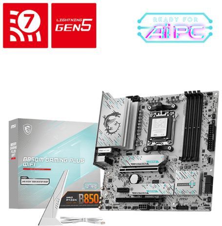 MSI - MAG B850M Gaming Plus WiFi - Moederbord - Zwart - mATX