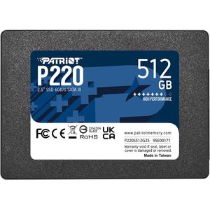 Patriot P220S512G25 P220 SSD, 512 GB, 2.5" SATA3, 6 Gbps