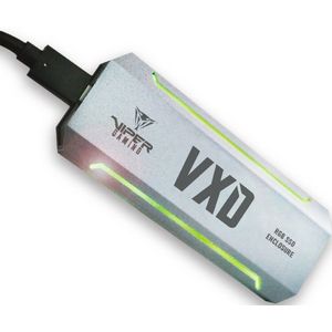 Patriot extra opslagbehuizing voor NVMe SSD USB 3.2 RGB (M.2), Harddisk behuizing, Zilver