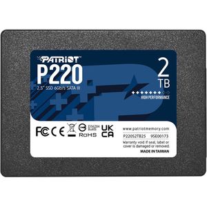 Patriot P220S2TB25P220 SSD, 2TB, 2.5 inch, SATA3, 550500 MB/s, Black