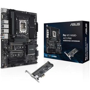 ASUS Pro WS W680-ACE IPMI moederbord Intel W680 LGA 1700 ATX, PCIe 5.0, DDR5, 2 Intel 2,5 GB Ethernet, 3 x PCIe 4.0 M.2, 2 x USB 3.2 Gen 2, SlimSAS, SATA 6 Gbps, HDMI, DisplayPort en VGA