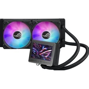 ASUS ROG Ryujin III 240 ARGB all-in-one liquid CPU cooler with 3.5"" LCD, Asetek 8th gen pump, pump embedded fan and ROG 120mm magnetic daisy-chainable ARGB radiator fans.