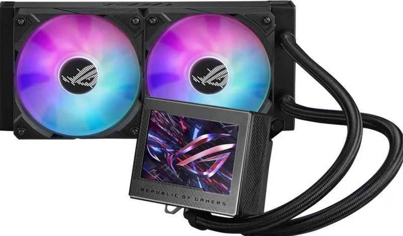 ASUS ROG Ryujin III 240 ARGB All-in-One Flüssig CPU-Kühler (3,5 Zoll LCD, Asetek-Pumpe der 8. Generation, 2x ROG 120mm Radiator mit magnetischen Daisy-Chain ARGB-Lüftern, schwarz)
