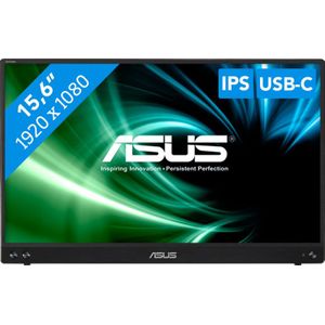 ASUS ZenScreen MB16AHV draagbare monitor, 16 inch (15,6 inch zichtbaar) Full HD, IPS, HDMI, USB Type-C, blauw lichtfilter, anti-reflecterend oppervlak, antibacteriële behandeling)