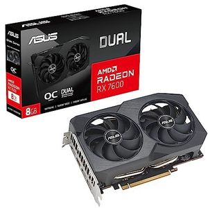 ASUS Dual Radeon RX 7600 V2 OC Edition 8GB GDDR6 grafische kaart (AMD Radeon RX7600, PCIe 4.0, 1x HDMI 2.1, 3x DisplayPort 1.4a, DUAL-RX7600-O8G-V2)