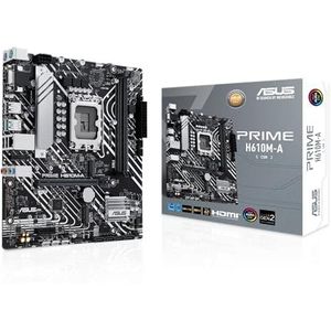 ASUS PRIME H610M-A-CSM Intel H610 (LGA 1700) mATX DDR5 moederbord, Dual M.2 sleuf, Intel 1GB Ethernet, DisplayPort, HDMI, VGA, USB 3.2 Gen 2, adresseerbare kop Gen 2, Aura Sync