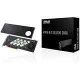 Asus - Hyper M.2 X16 Gen5 - Uitbreidingskaart - PCIe 5.0 - Ondersteunt Tot Vier NVMe M.2 Apparaten