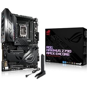 ASUS ROG MAXIMUS Z790 APEX ENCORE moederbord Intel LGA 1700, ATX DDR5, Intel Wi-Fi 7, 5 sleuven M.2, PCIe 5.0 NVMe SSD, USB Type-C, AI overclocking, Cooling II en Networking, Aura Sync RGB