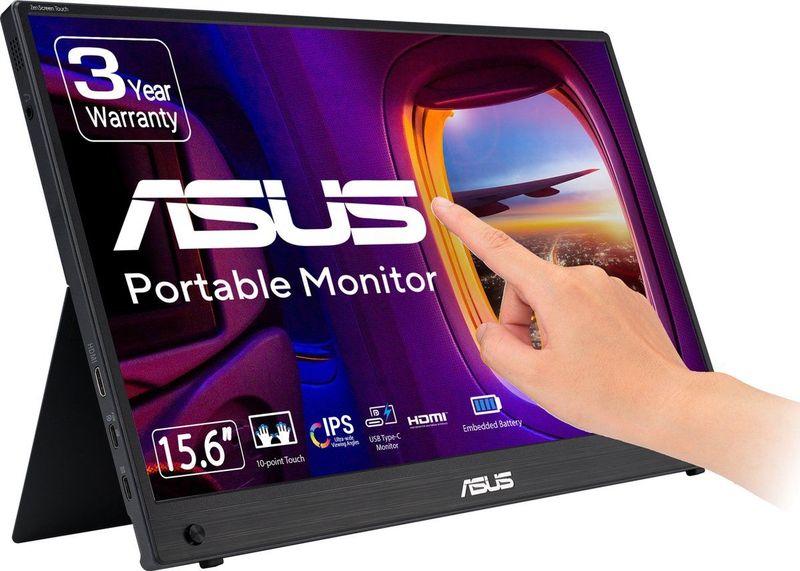 ASUS ZenScreen MB16AMTR - Computer Monitor - Zwart - 39,6 cm (15.6") - Full HD LCD Touchscreen