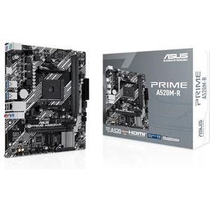 ASUS Prime A520M-R AMD Ryzen AM4 mATX moederbord met M.2 ondersteuning, Realtek Ethernet 1 GB, HDMI, SATA 6 Gbps, USB 5 Gbps achter en voor, zwart