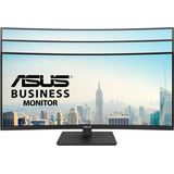 ASUS Business VA34VCPSR 34 inch gebogen monitor, Wide QHD (3440 x 1440), HDMI, DisplayPort, USB-hub, RJ45 LAN-poort, ergonomisch design, flikkervrij, laag blauw licht, zwart