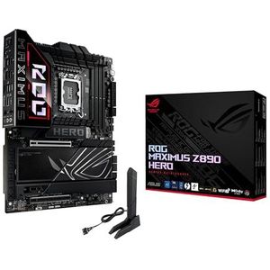 ASUS Intel ROG Maximus Z890 Hero ATX-moederbord, 22+1+2+2 vermogensfasen, DDR5-slots, PCIe 5.0 met volledige ondersteuning voor next-gen GPU's, zes M.2-slots, WiFi 7, AI-overklokken, PCIe-sleuf