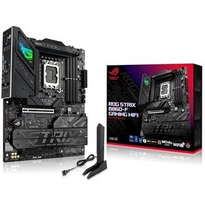 ASUS ROG Strix B860-F Gaming WiFi, ATX moederbord, pc's voorbereid met Advanced IA, 16+1+2+1 vermogensniveaus, DDR5, PCIe 5.0, vier M.2-sleuven, WiFi 7, Aura Sync RGB-verlichting